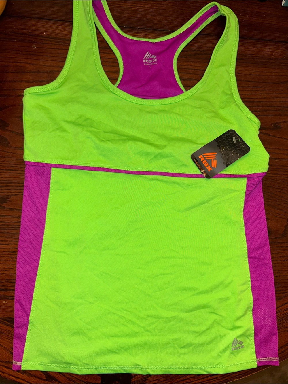 RBX Neon Lime and Magenta Racerback Performance Tank